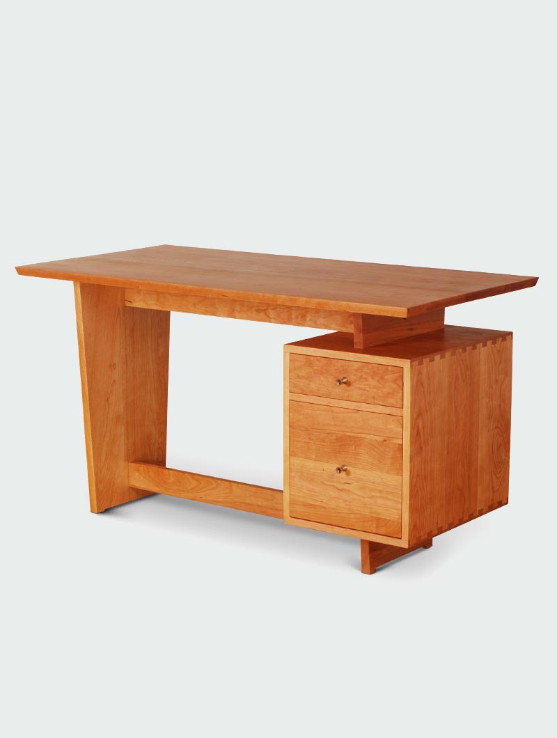 Devoe Single Pedestal Desk in Cherry