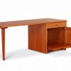 Pedestal Desk Cherry with one drawer and cabinet door with pull out shelf inside