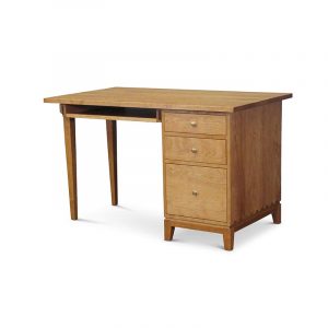 Single Pedestal Desk With Keyboard Pullout in Cherry