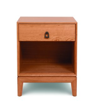 Mansfield 1 Drawer Nightstand in solid cherry with bronze pull front view