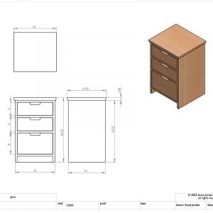 3 Drawer Nightstand With Finger Pulls in Solid Cherry