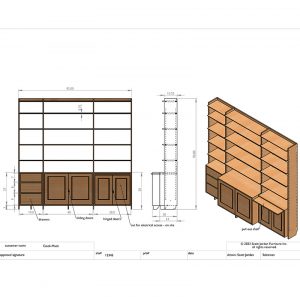Bookcase Wall Unit with Cabinets Schematic