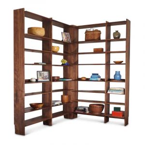 Corner Bookcase in Walnut Designed by Ania Stempi