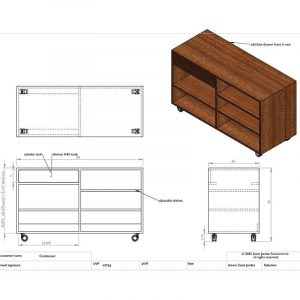 Walnut Bookcase Cart with Locking Drawer