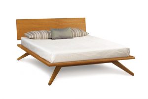 Astrid single panel headboard bed in solid cherry