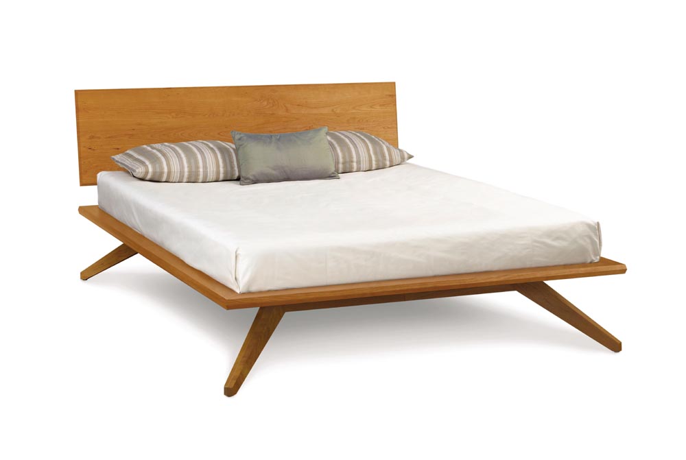 Astrid single panel headboard bed in solid cherry