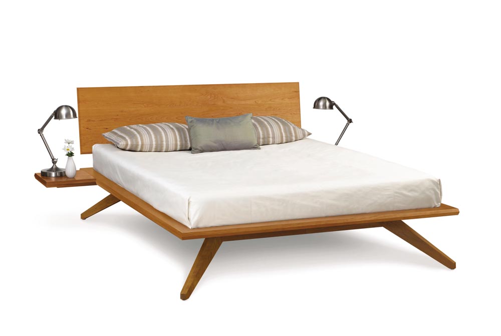 Astrid single panel headboard platform bed shown with nightstands