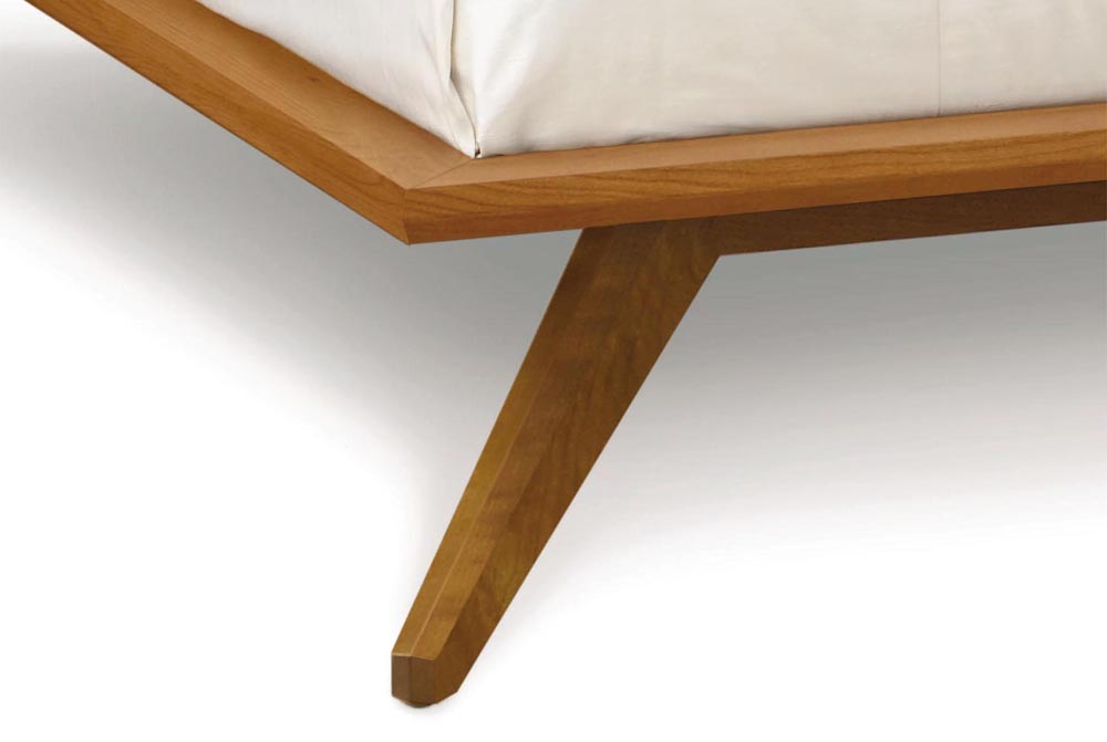 Astrid single panel headboard platform bed closeup of splayed legs